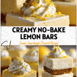 Creamy no-bake lemon cheesecake bars with whipped topping and zest, a Gentle Cake Recipe dessert.